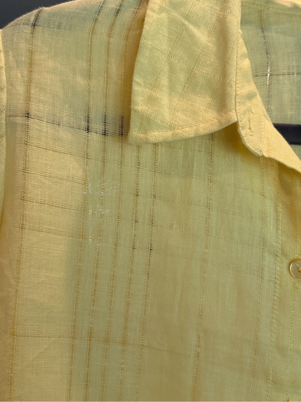 JM Collection Yellow Button-Front Blouse - Picture 10 of 14